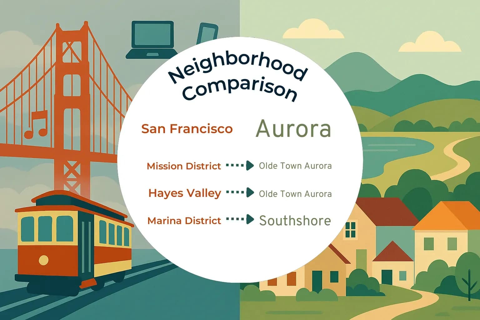 San Francisco vs Aurora Neighborhood Comparison
