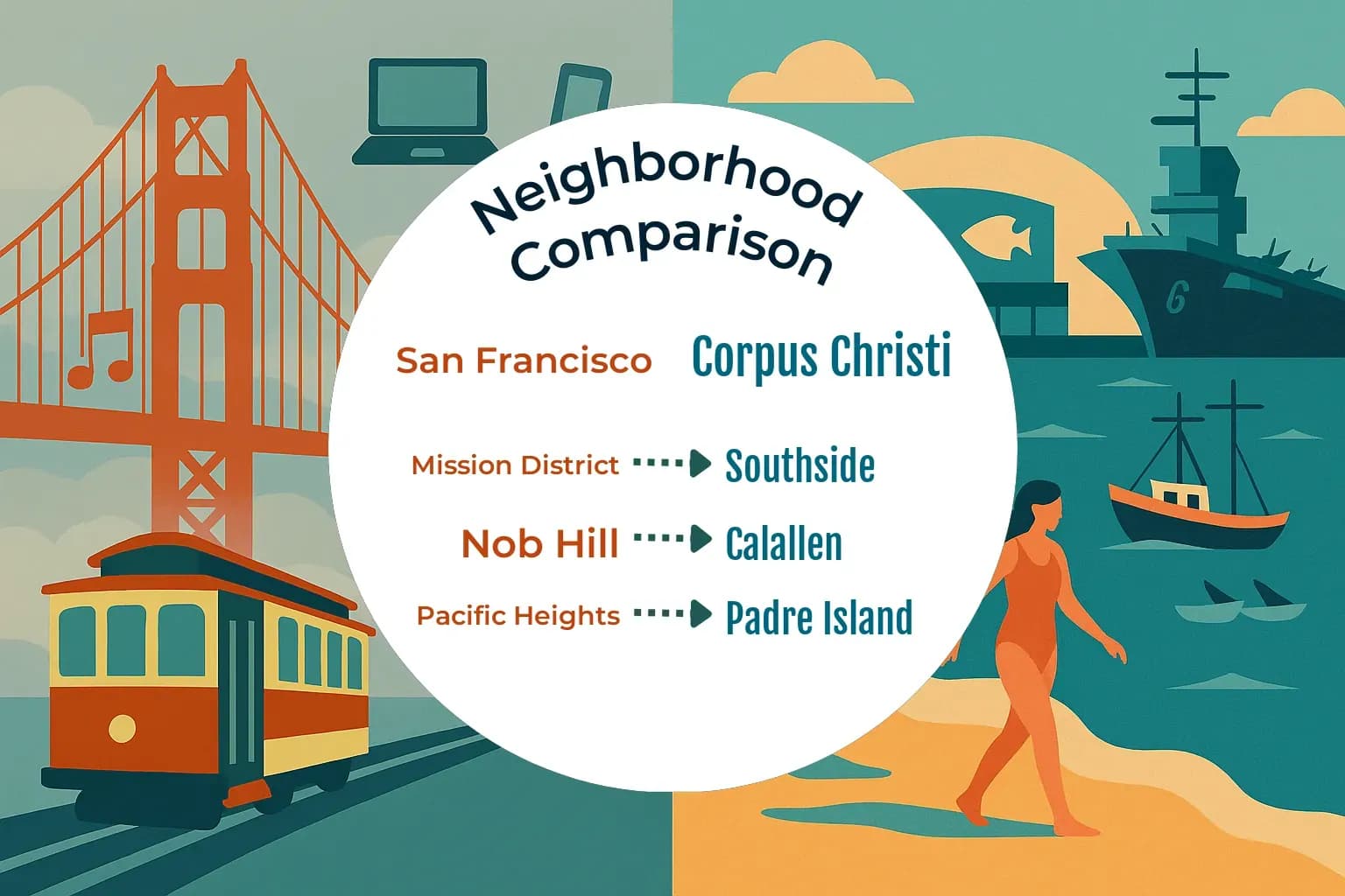 San Francisco vs Corpus Christi Neighborhood Comparison