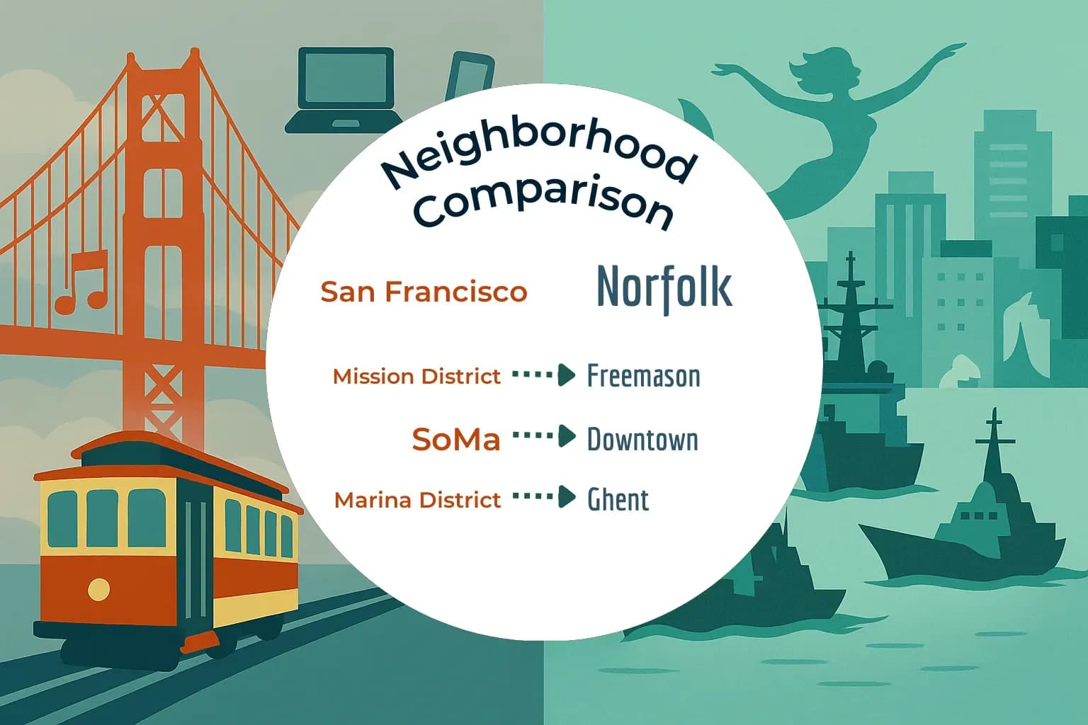 San Francisco vs Norfolk Neighborhood Comparison