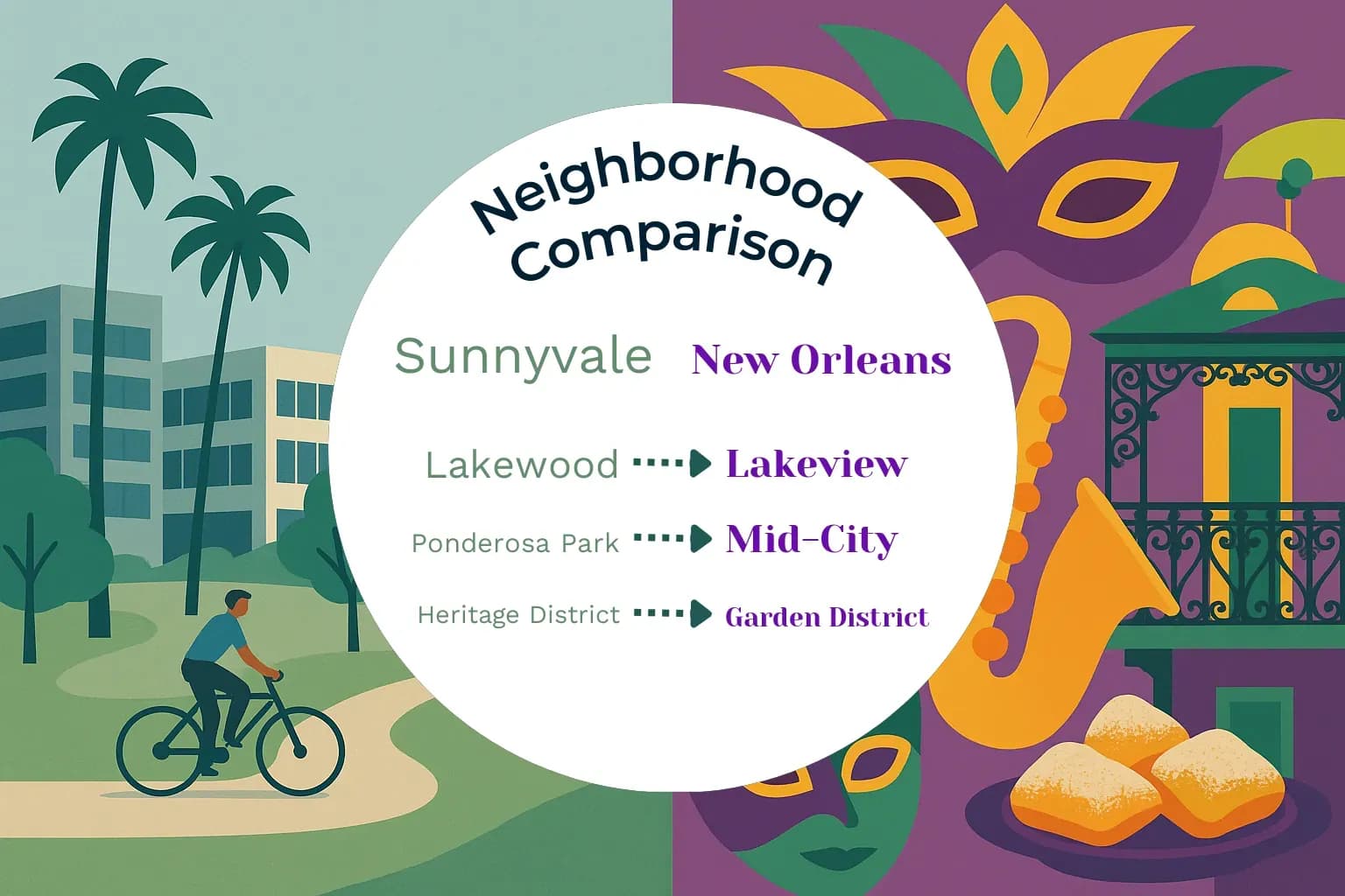 Sunnyvale vs New Orleans Neighborhood Comparison