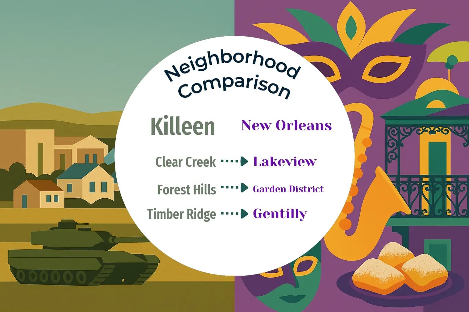 Killeen vs New Orleans Neighborhood Comparison