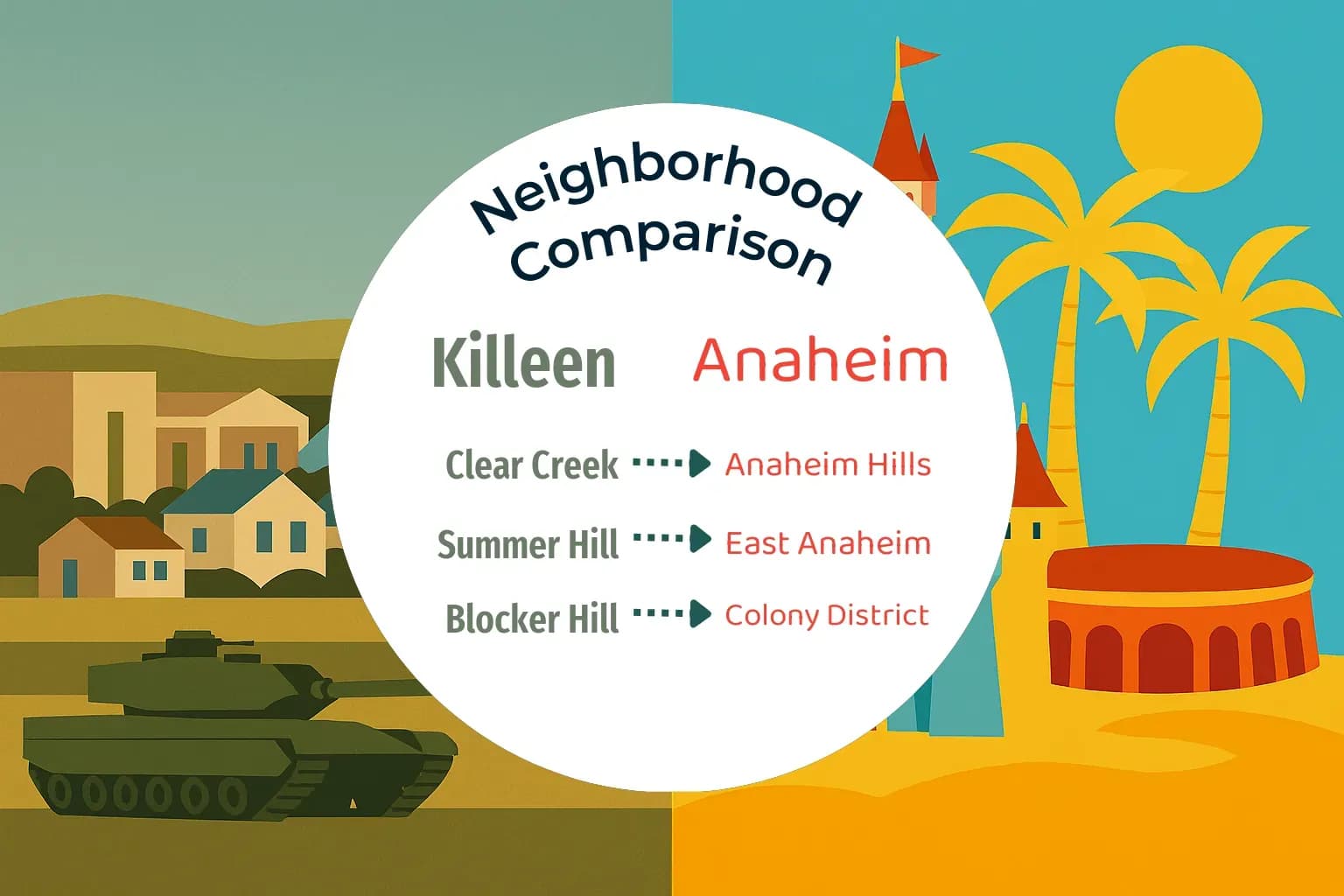 Killeen vs Anaheim Neighborhood Comparison