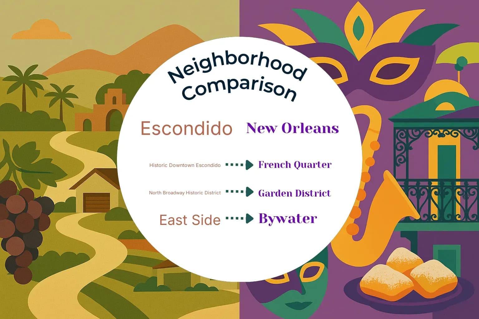 Escondido vs New Orleans Neighborhood Comparison