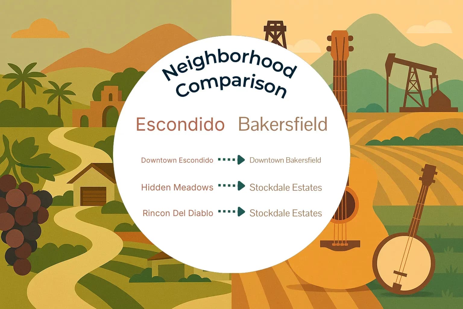 Escondido vs Bakersfield Neighborhood Comparison