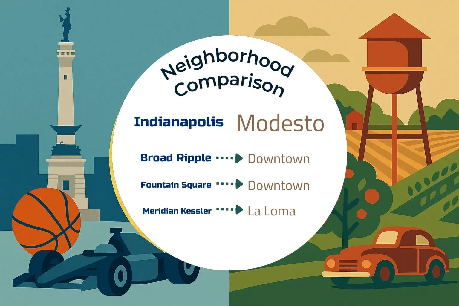 Indianapolis vs Modesto Neighborhood Comparison