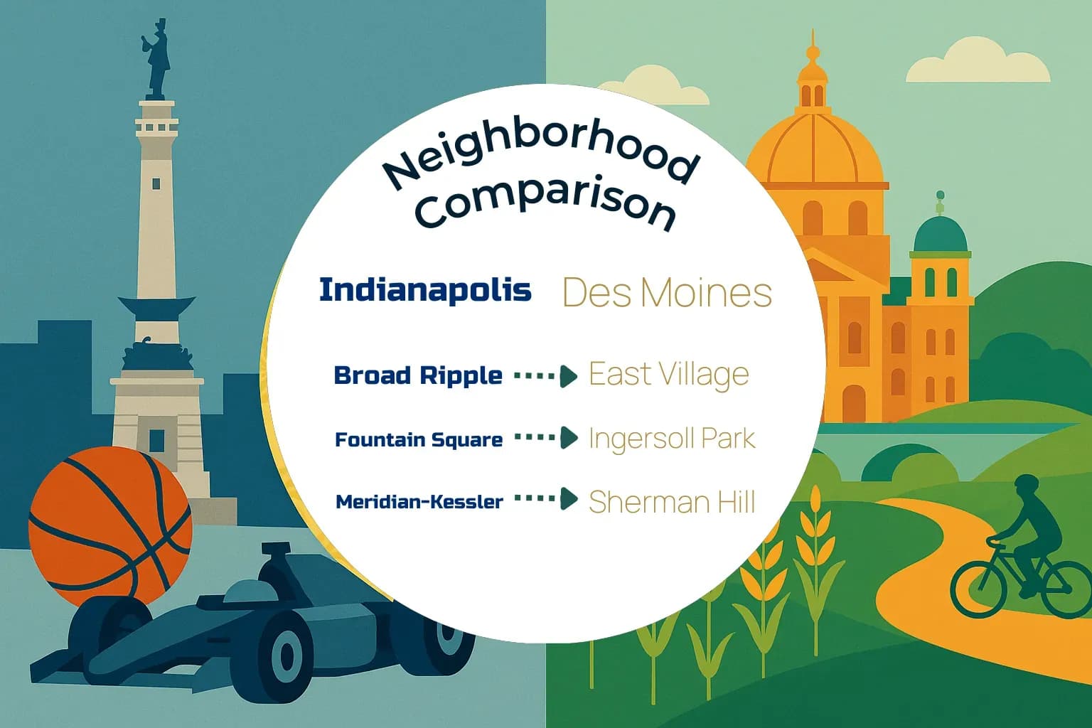Indianapolis vs Des Moines Neighborhood Comparison