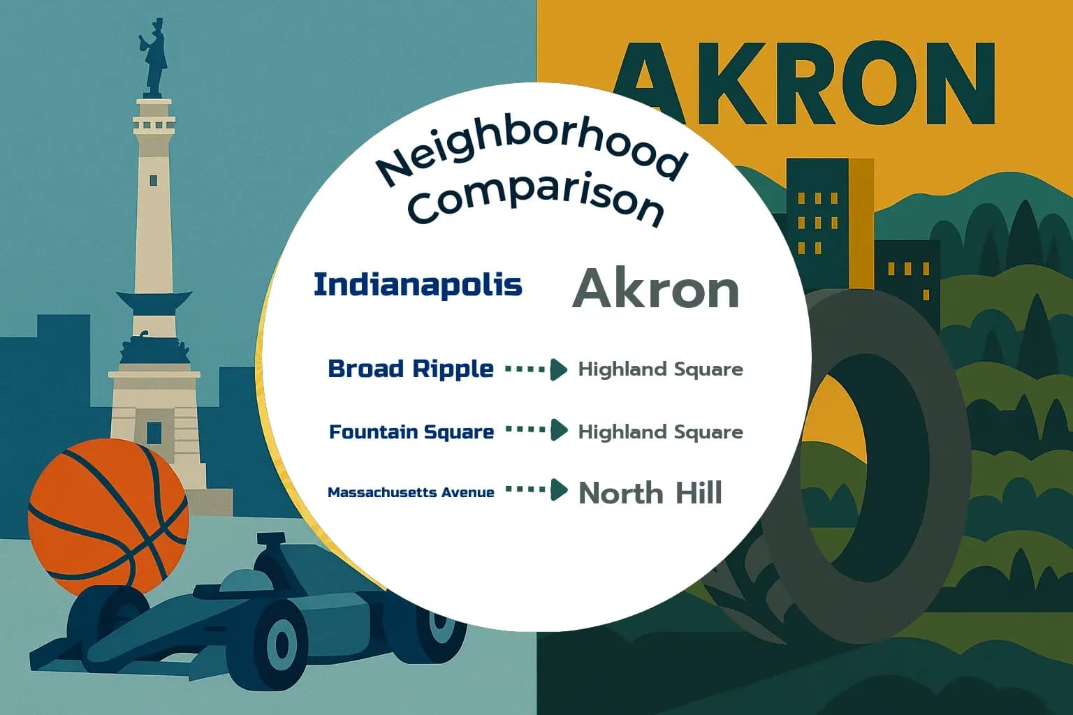Indianapolis vs Akron Neighborhood Comparison