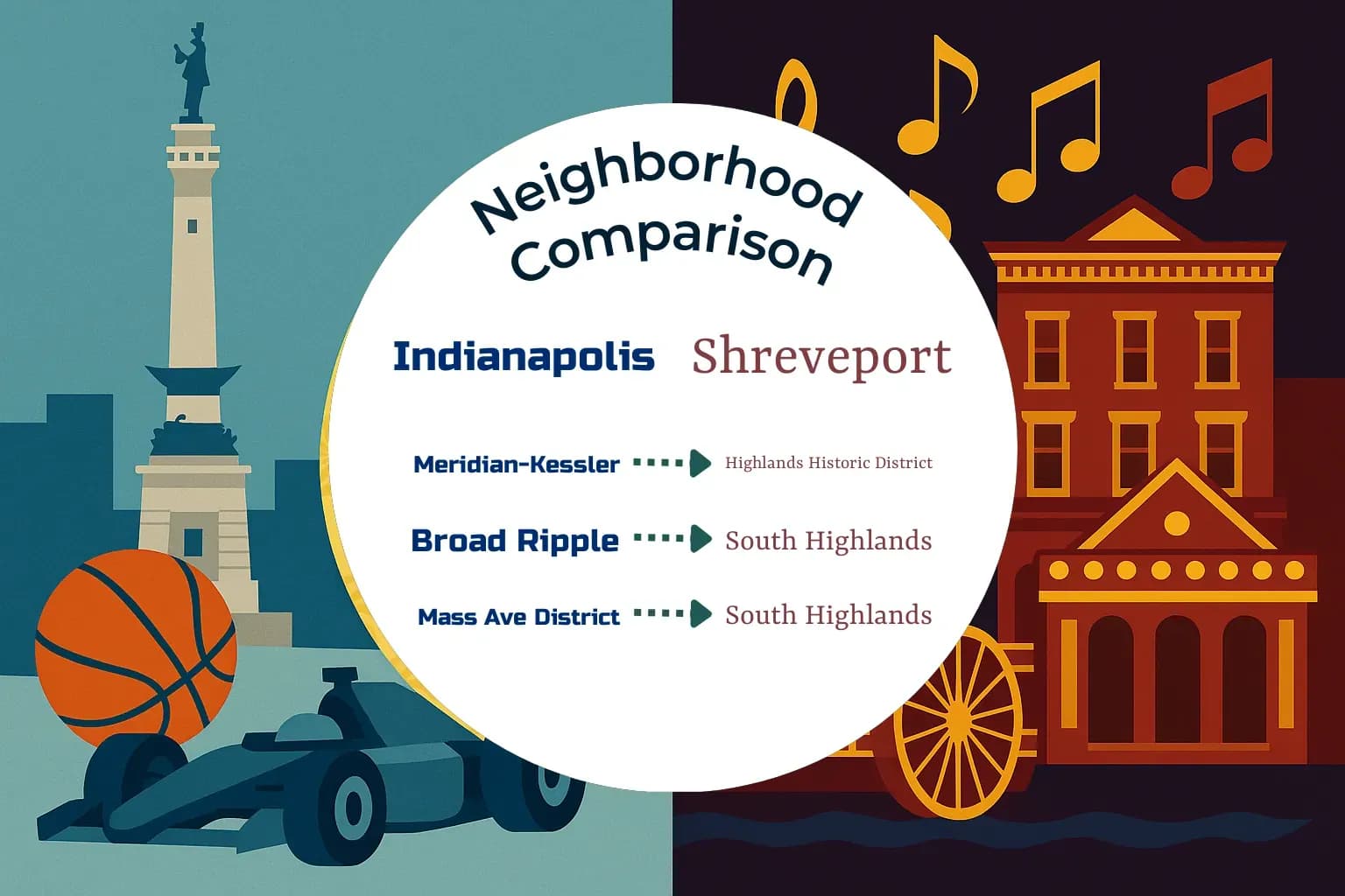 Indianapolis vs Shreveport Neighborhood Comparison