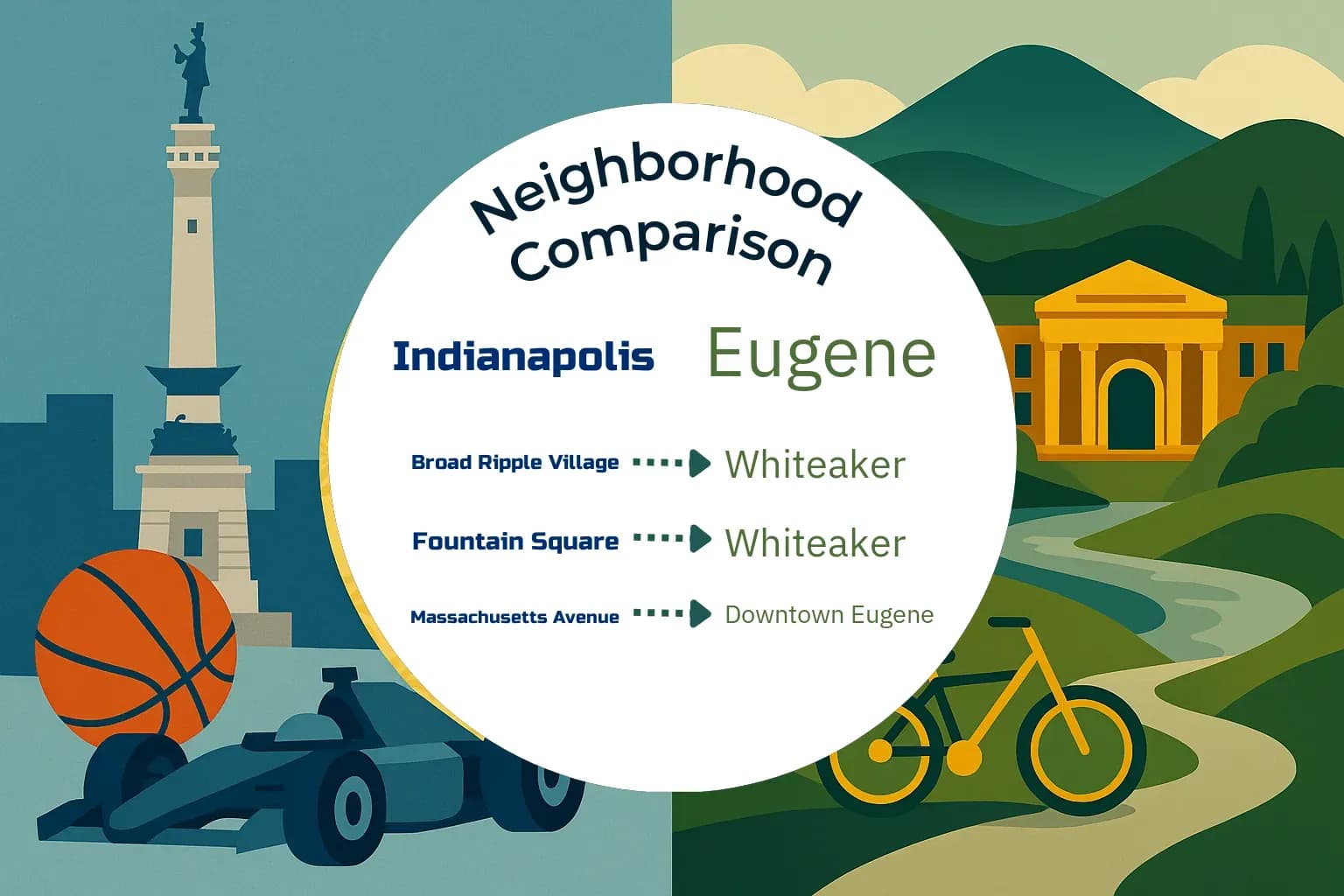 Indianapolis vs Eugene Neighborhood Comparison