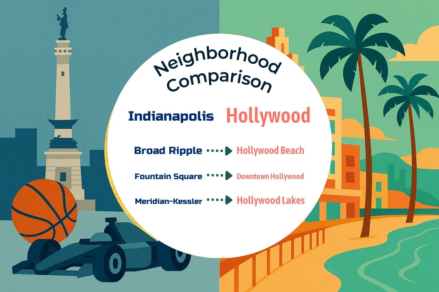 Indianapolis vs Hollywood Neighborhood Comparison