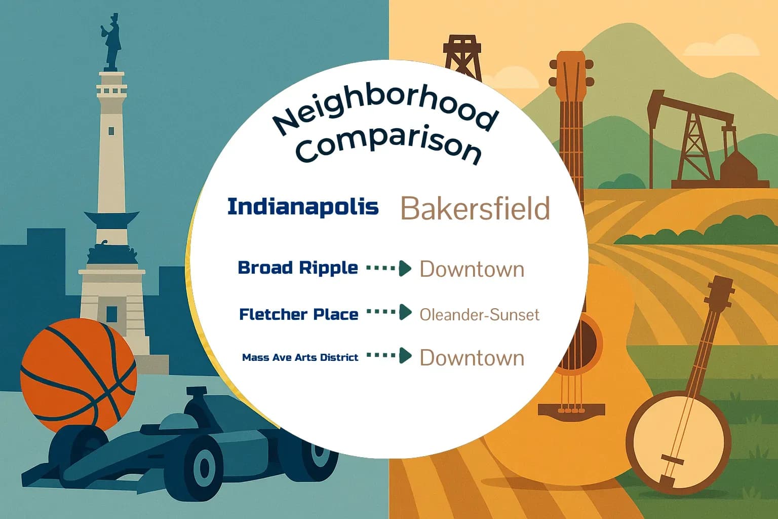 Indianapolis vs Bakersfield Neighborhood Comparison