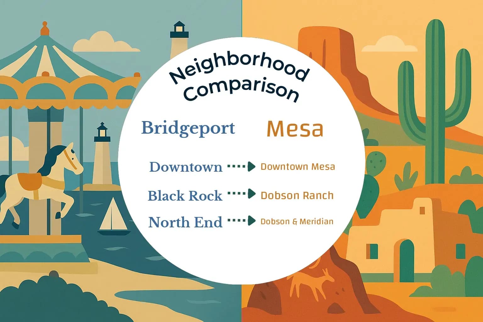Bridgeport vs Mesa Neighborhood Comparison