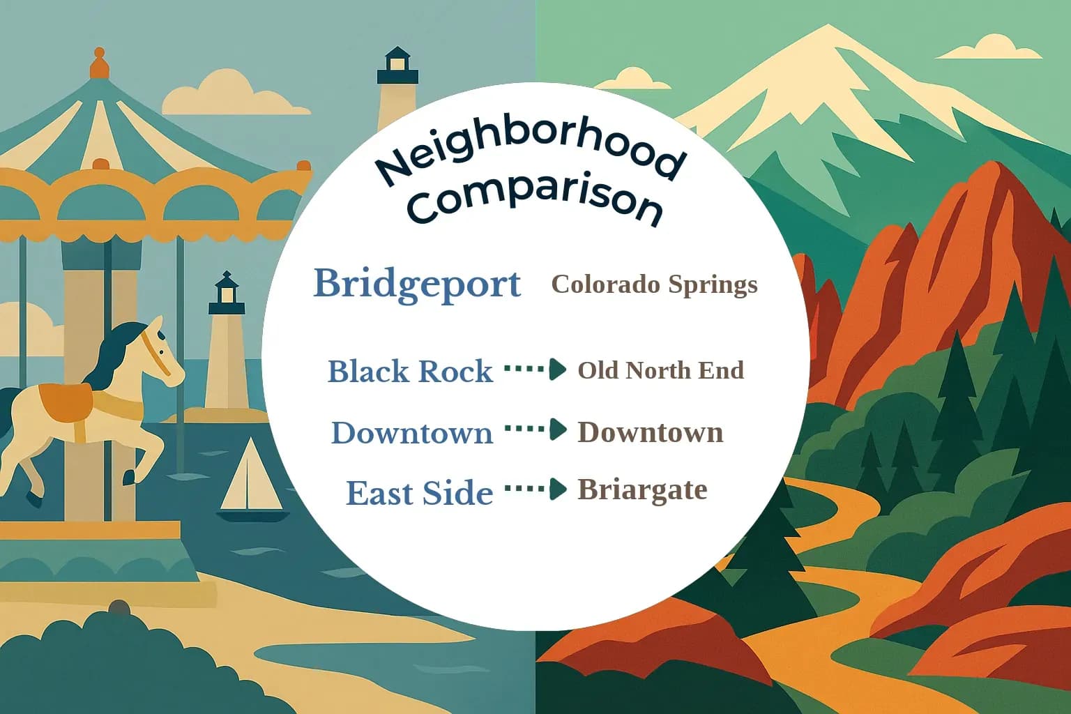 Bridgeport vs Colorado Springs Neighborhood Comparison