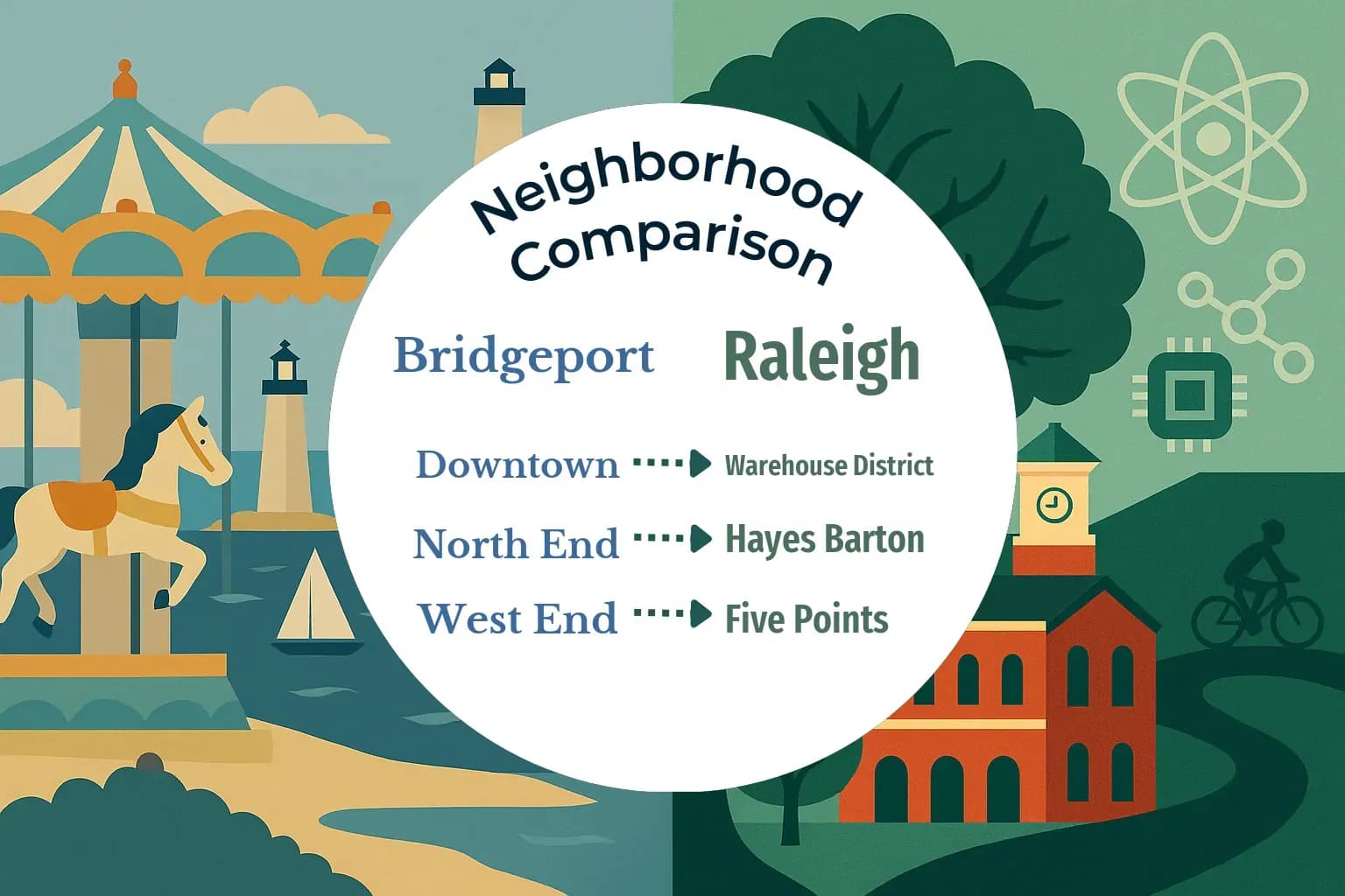 Bridgeport vs Raleigh Neighborhood Comparison