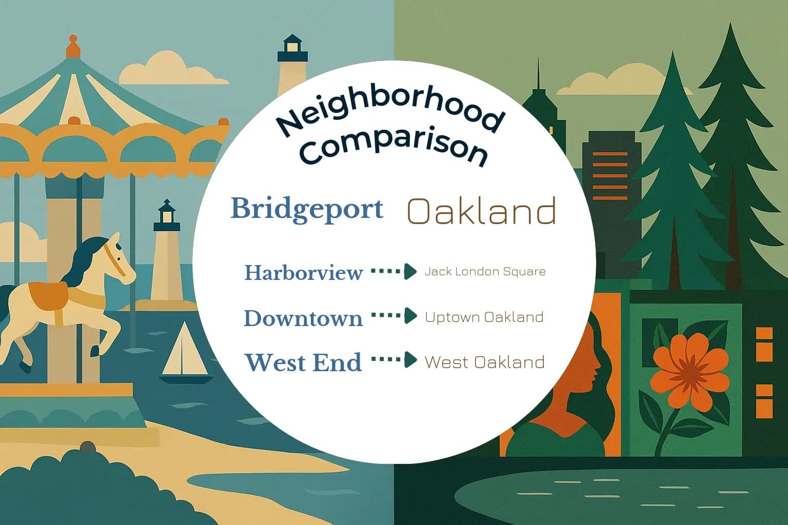 Bridgeport vs Oakland Neighborhood Comparison