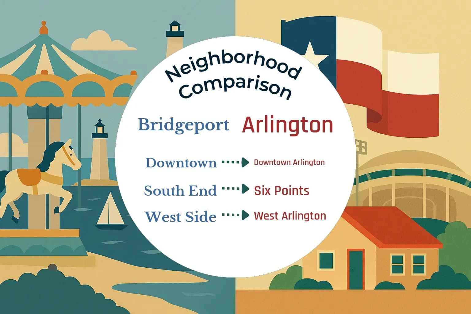 Bridgeport vs Arlington Neighborhood Comparison
