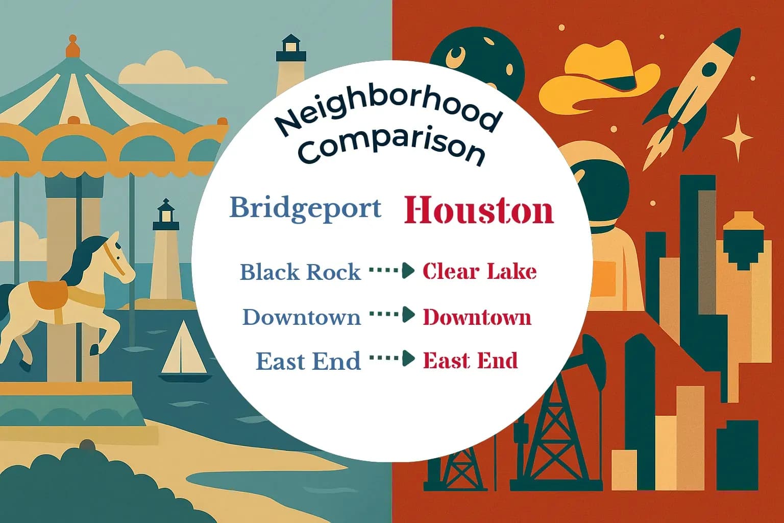 Bridgeport vs Houston Neighborhood Comparison