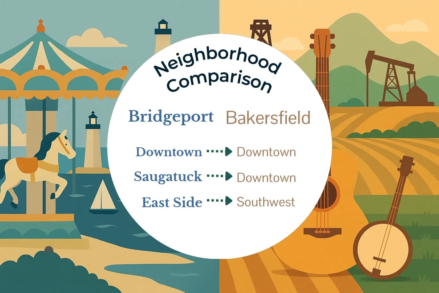 Bridgeport vs Bakersfield Neighborhood Comparison