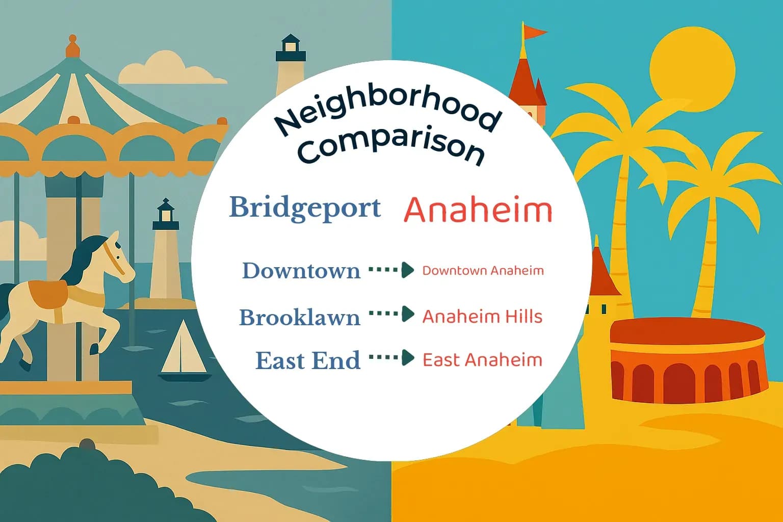 Bridgeport vs Anaheim Neighborhood Comparison