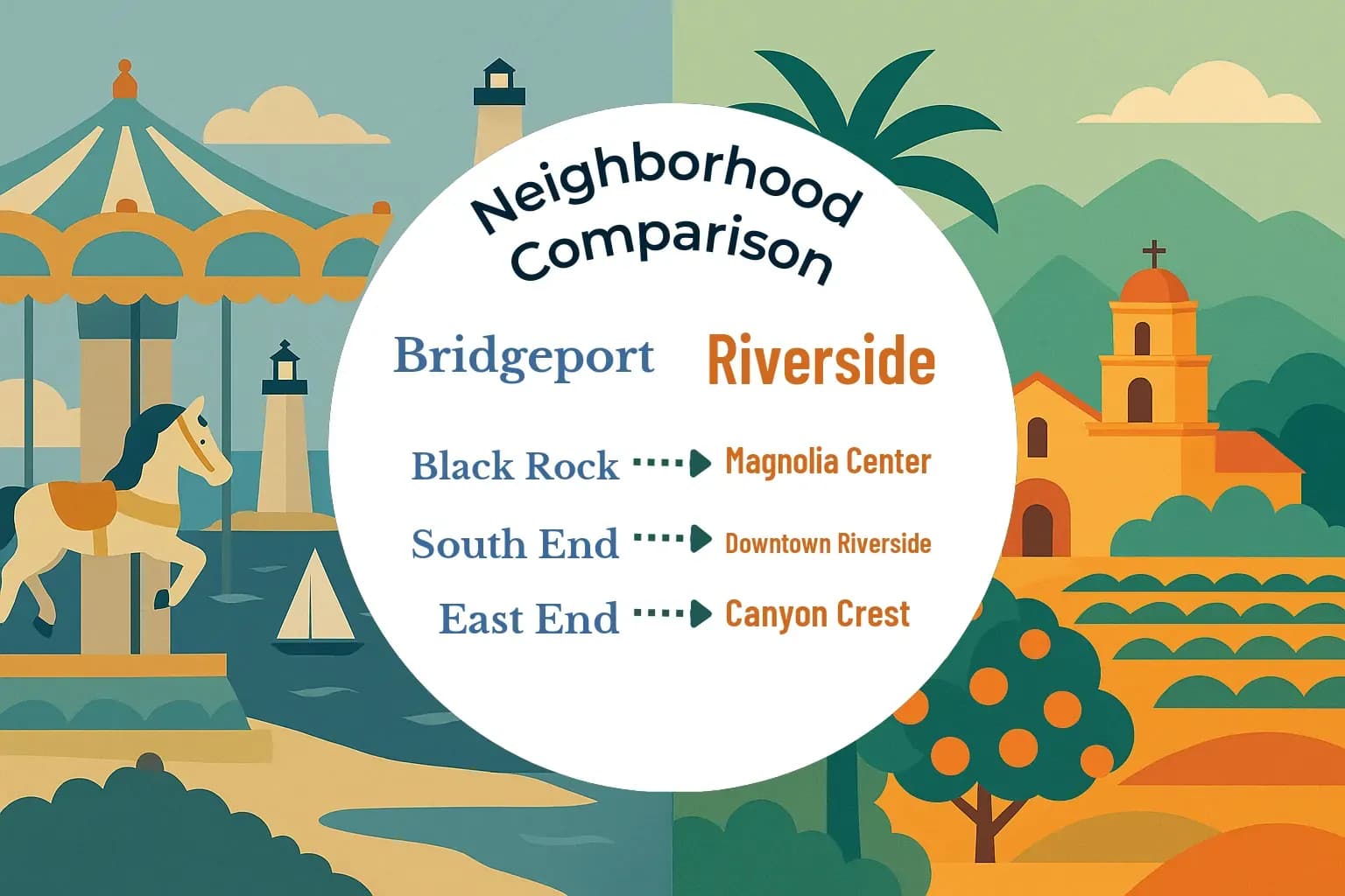 Bridgeport vs Riverside Neighborhood Comparison
