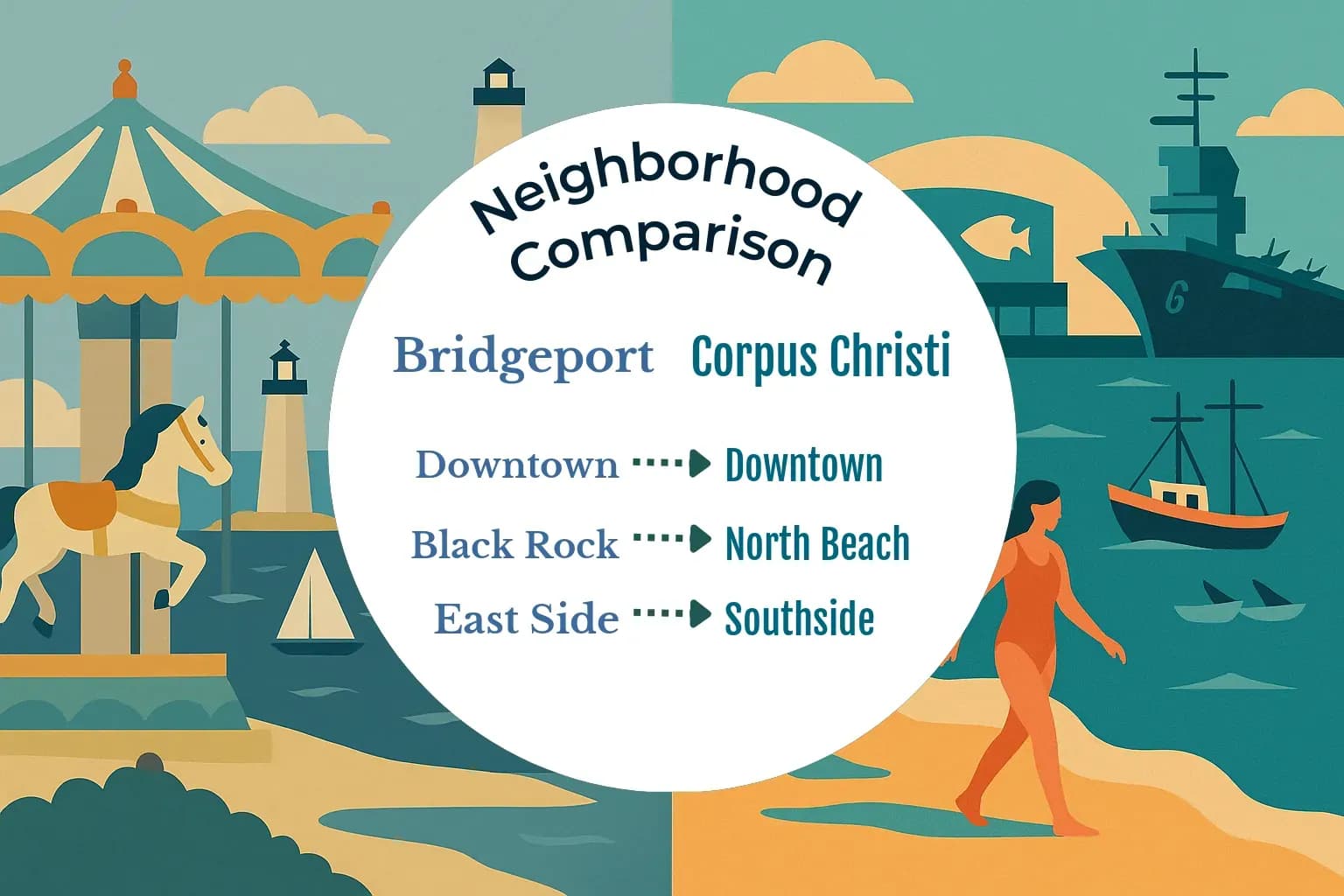 Bridgeport vs Corpus Christi Neighborhood Comparison