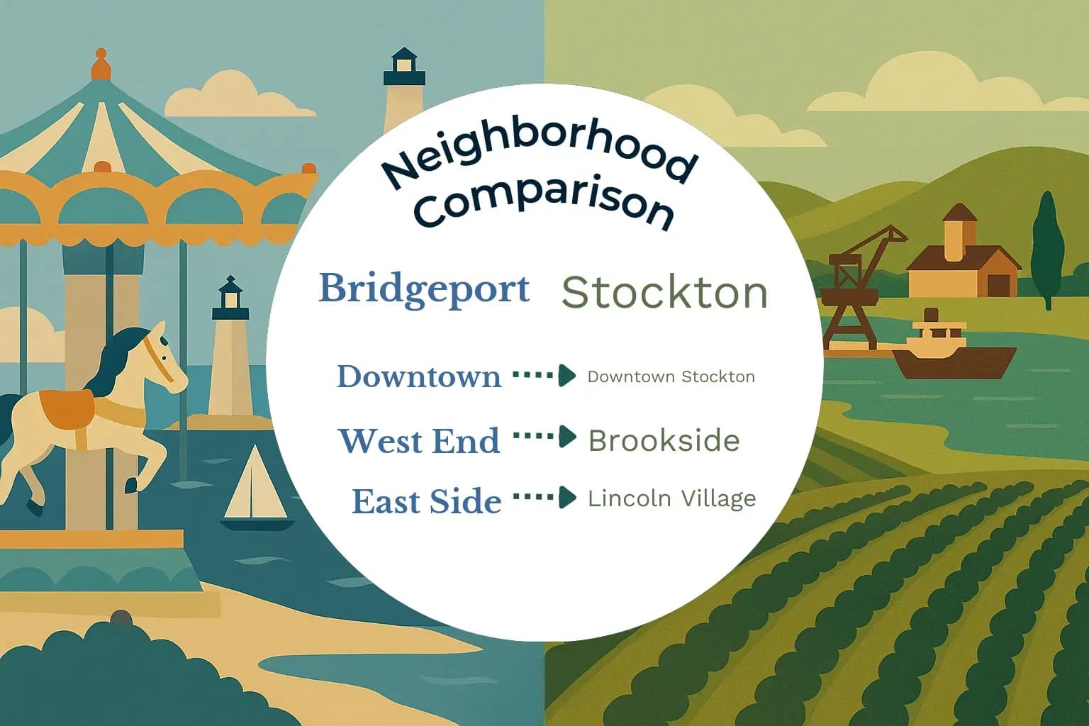 Bridgeport vs Stockton Neighborhood Comparison