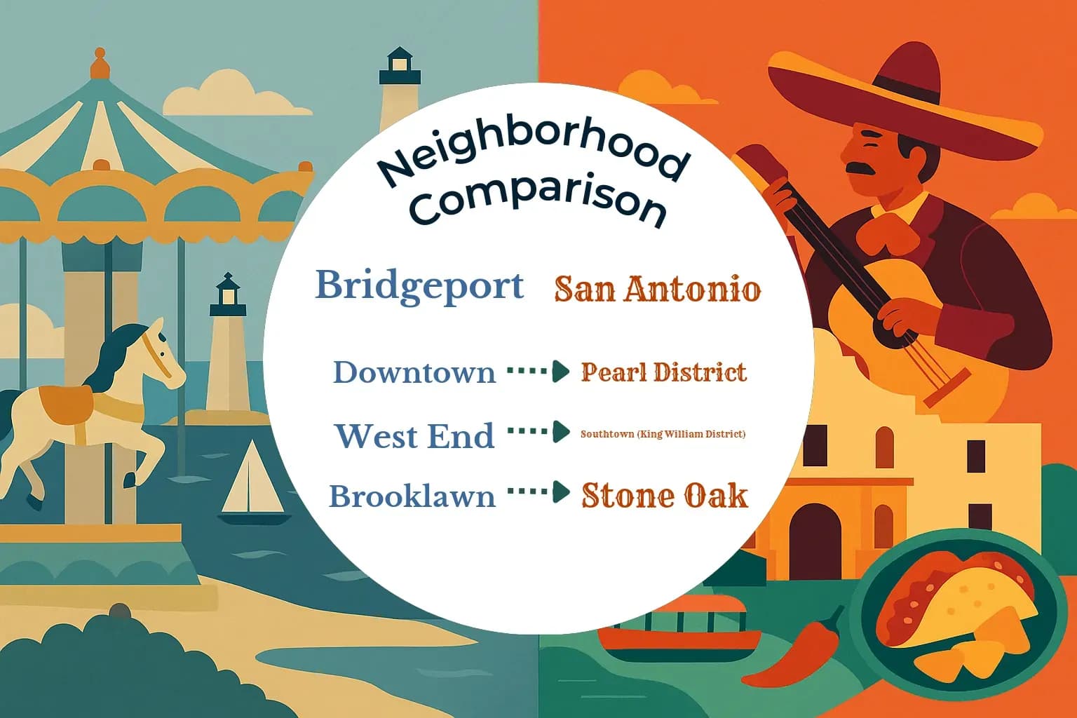 Bridgeport vs San Antonio Neighborhood Comparison