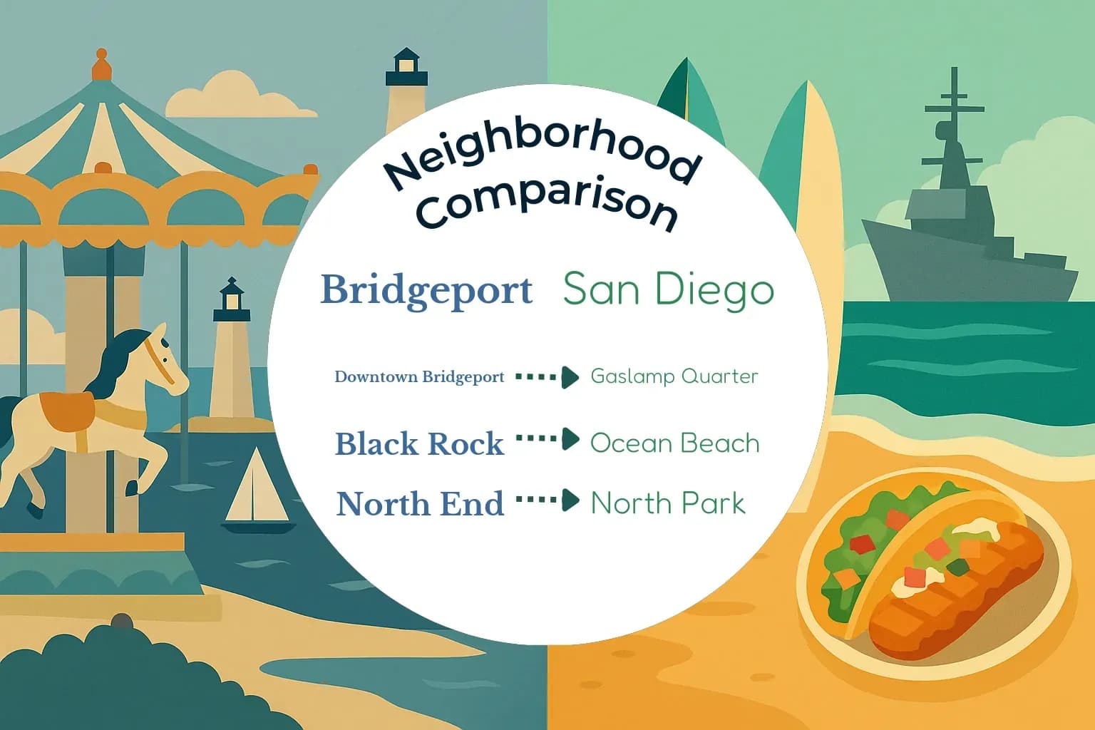 Bridgeport vs San Diego Neighborhood Comparison