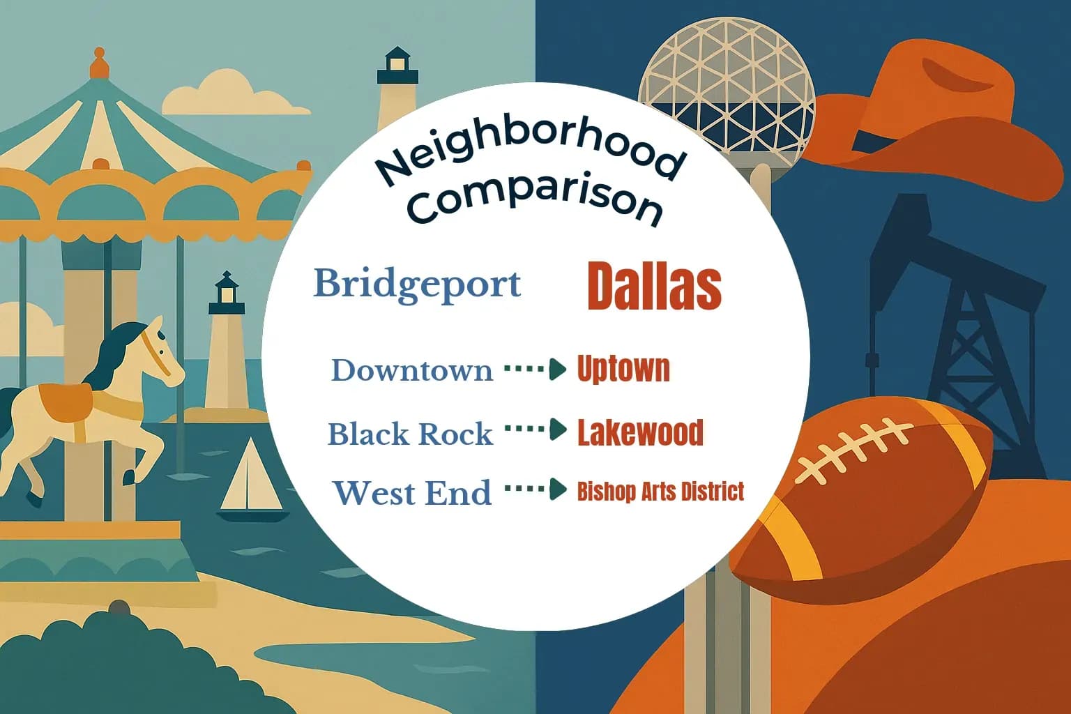 Bridgeport vs Dallas Neighborhood Comparison
