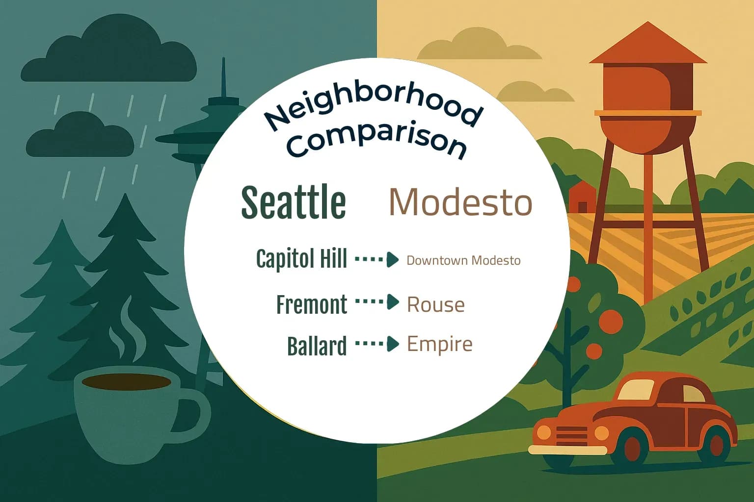 Seattle vs Modesto Neighborhood Comparison