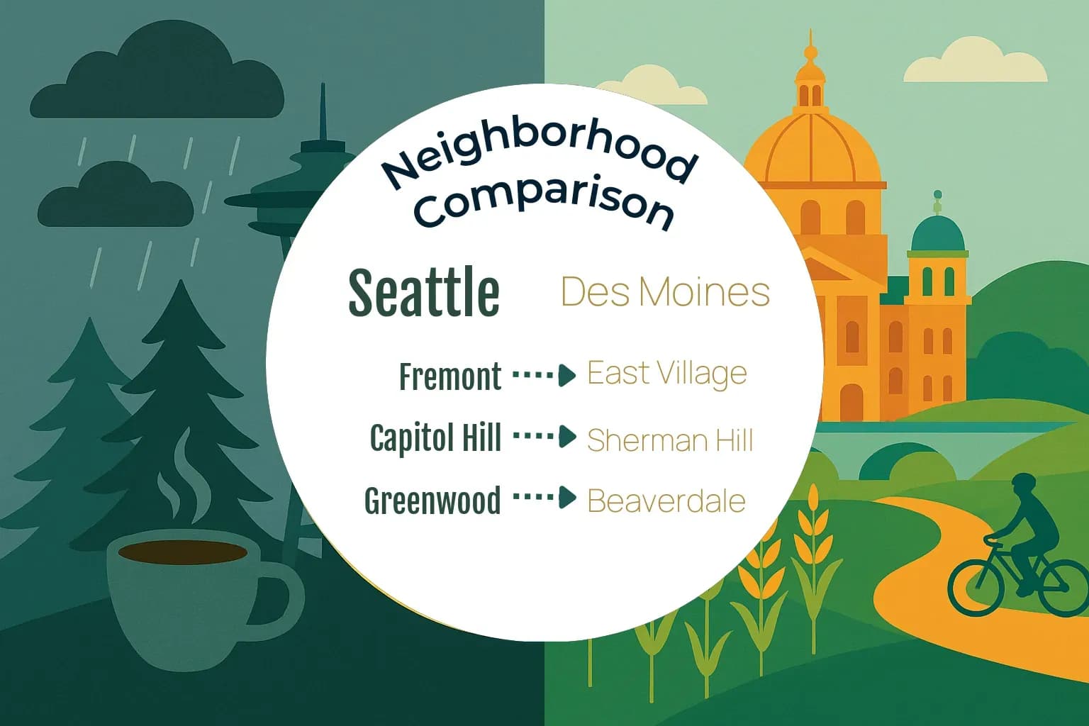 Seattle vs Des Moines Neighborhood Comparison