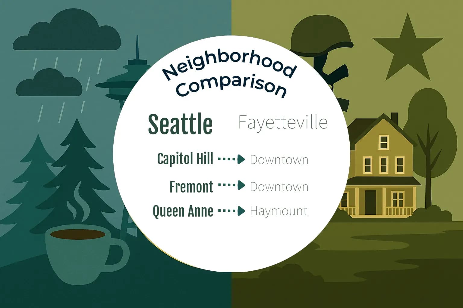 Seattle vs Fayetteville Neighborhood Comparison