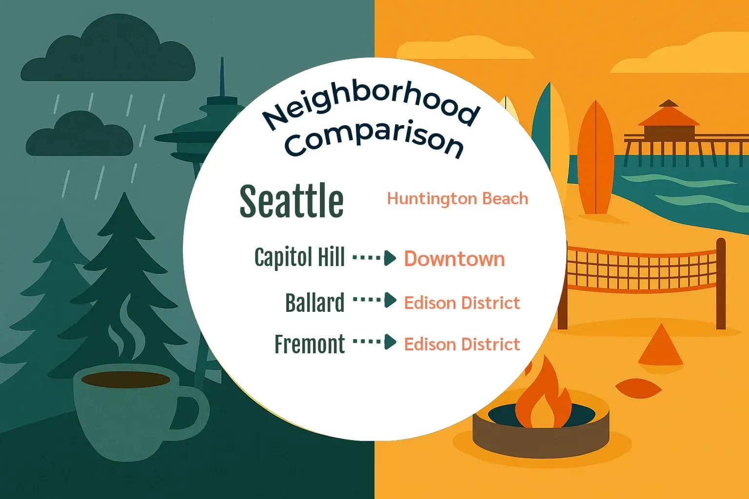 Seattle vs Huntington Beach Neighborhood Comparison