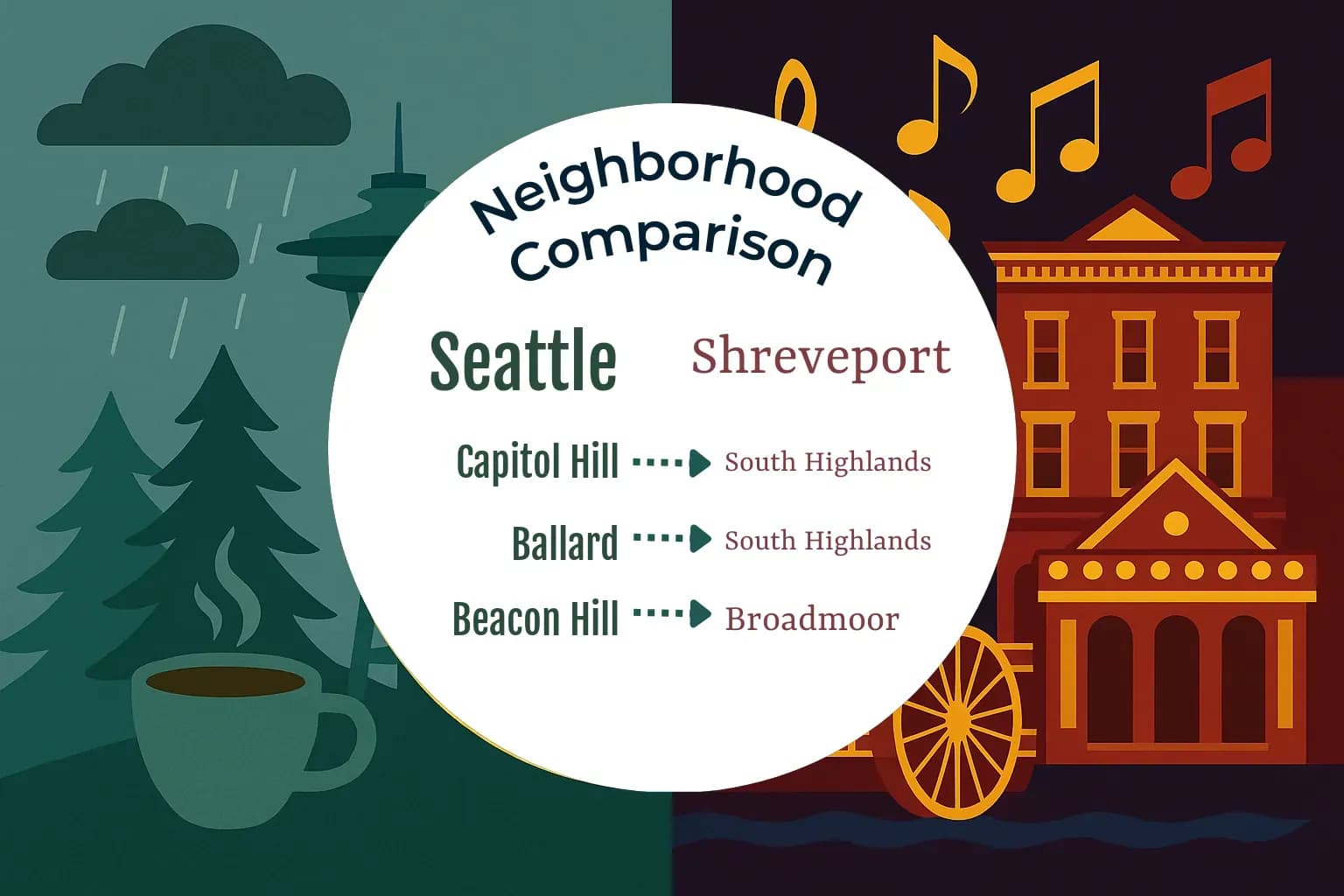 Seattle vs Shreveport Neighborhood Comparison