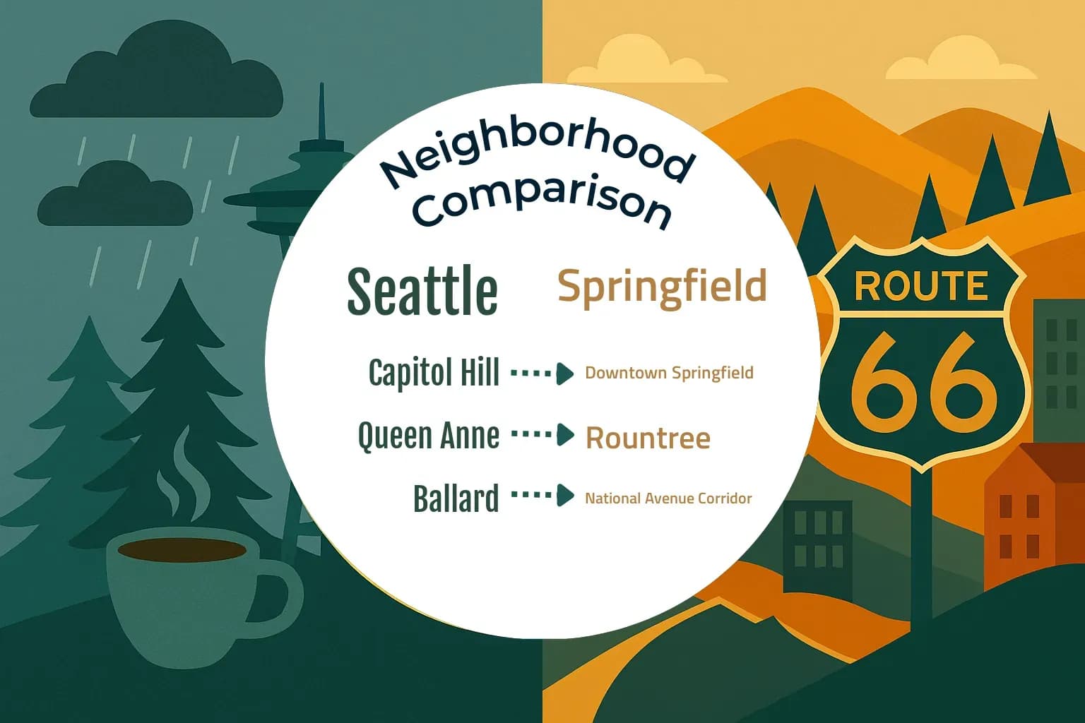 Seattle vs Springfield Neighborhood Comparison
