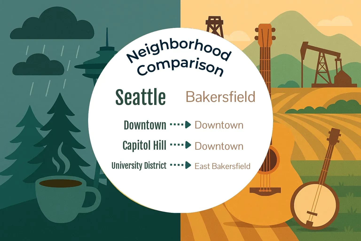 Seattle vs Bakersfield Neighborhood Comparison