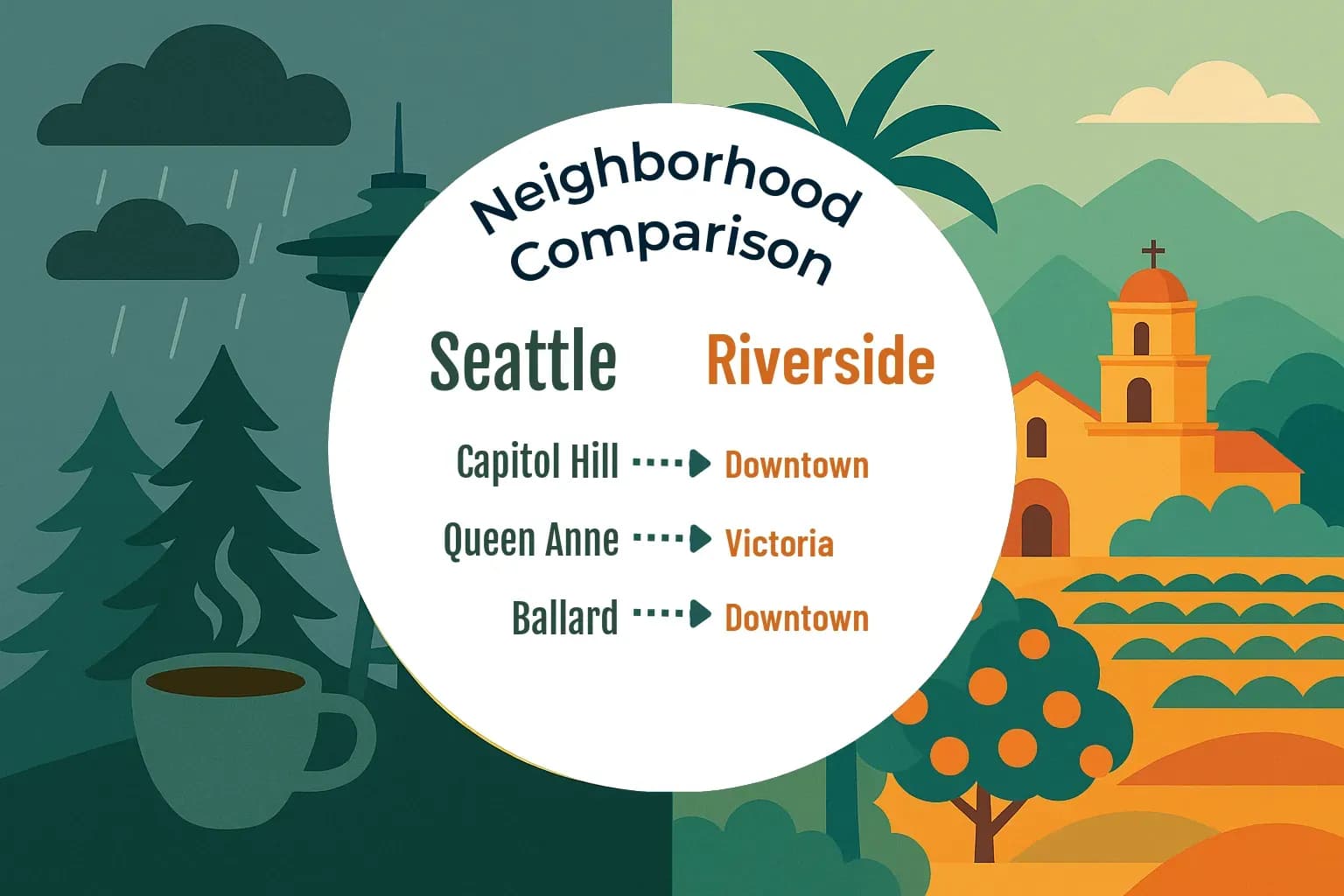 Seattle vs Riverside Neighborhood Comparison