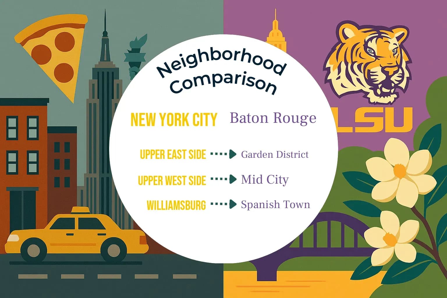 New York City vs Baton Rouge Neighborhood Comparison