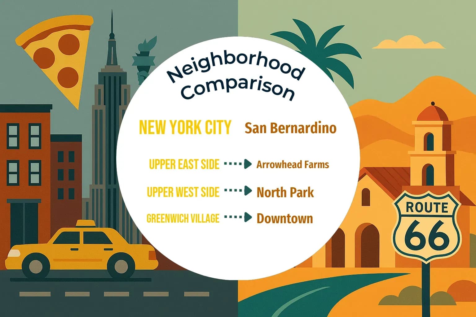 New York City vs San Bernardino Neighborhood Comparison
