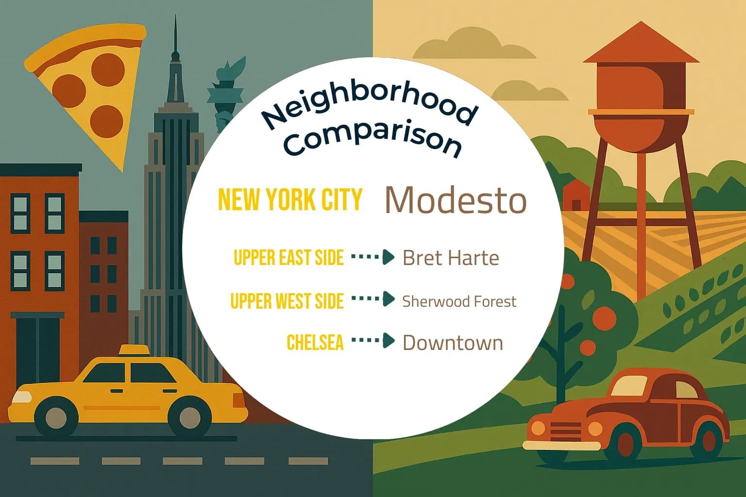 New York City vs Modesto Neighborhood Comparison