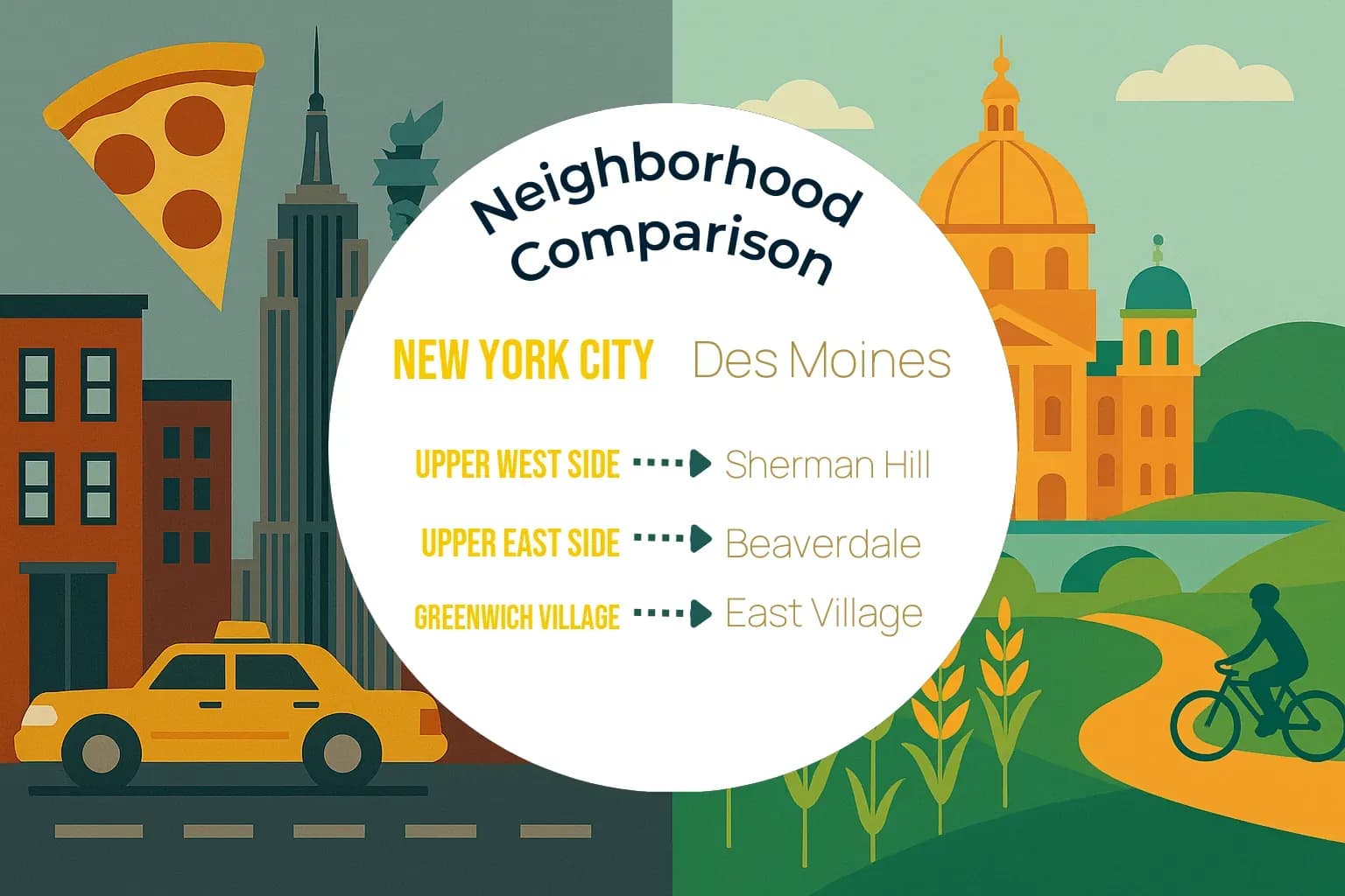 New York City vs Des Moines Neighborhood Comparison