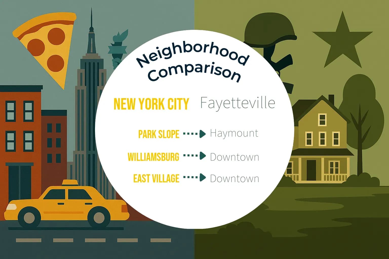 New York City vs Fayetteville Neighborhood Comparison