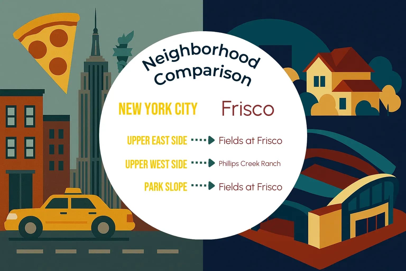 New York City vs Frisco Neighborhood Comparison