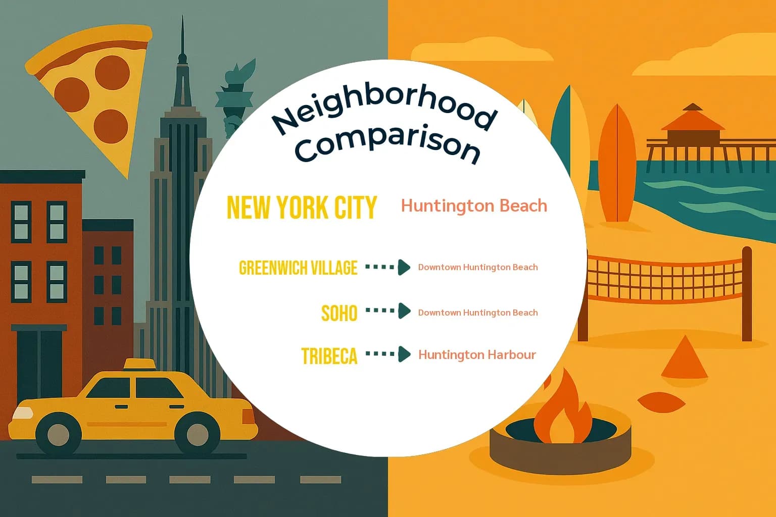 New York City vs Huntington Beach Neighborhood Comparison