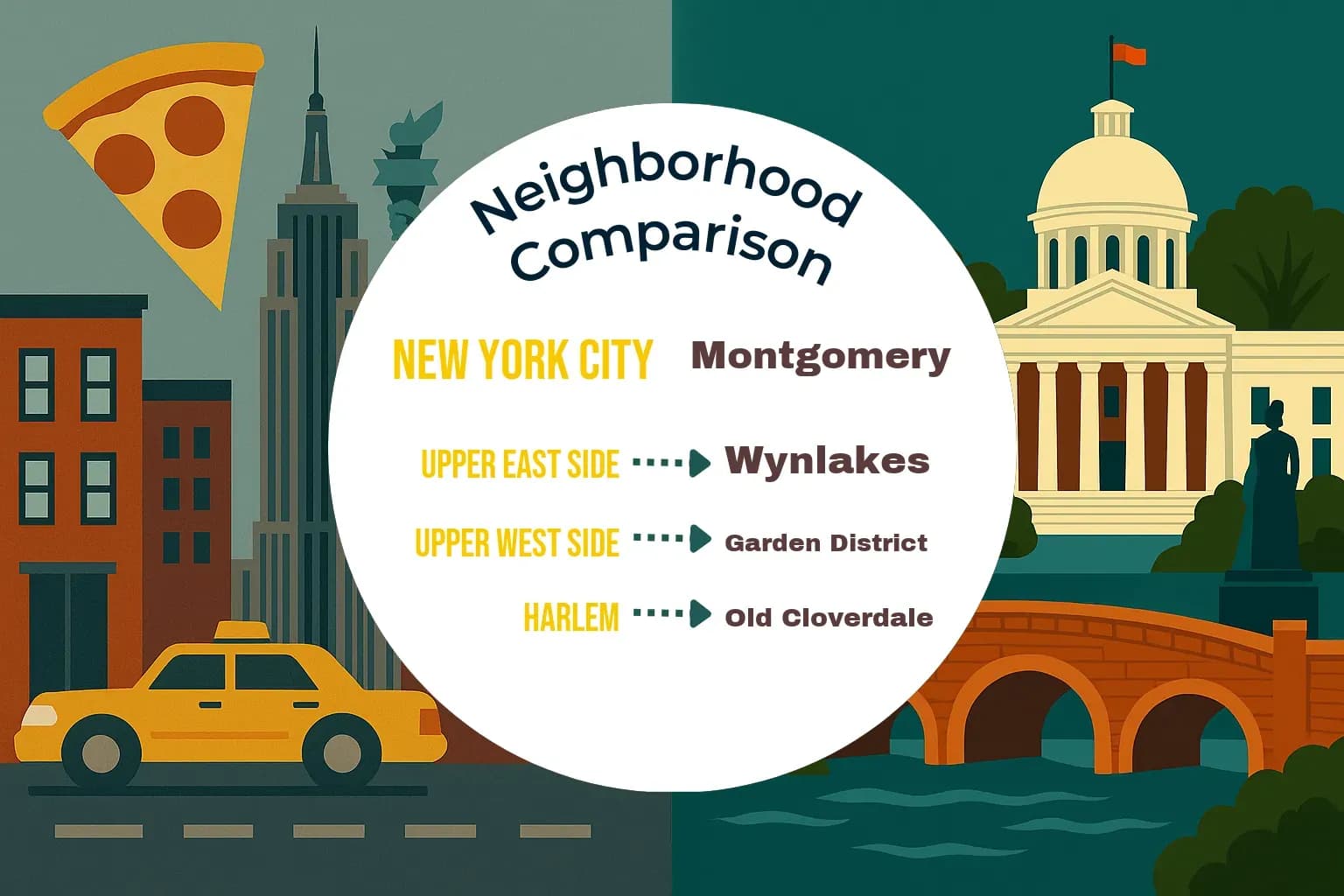 New York City vs Montgomery Neighborhood Comparison