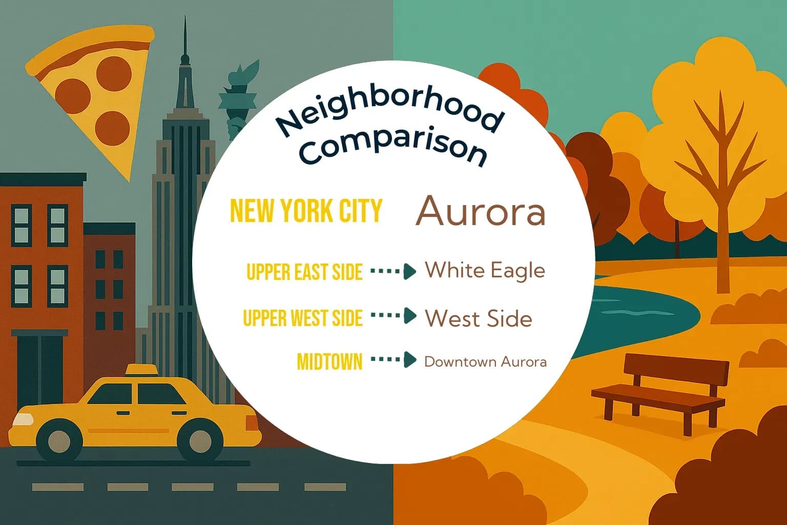 New York City vs Aurora Neighborhood Comparison