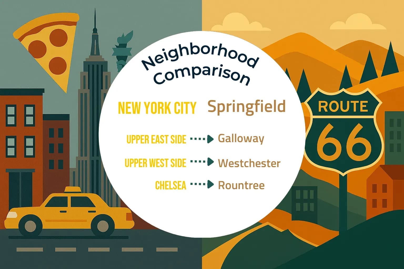 New York City vs Springfield Neighborhood Comparison