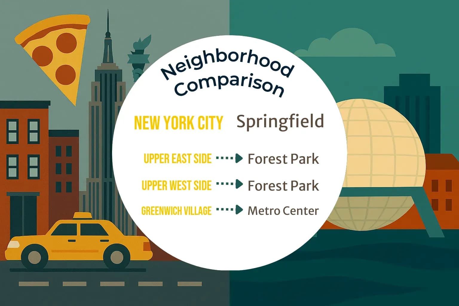 New York City vs Springfield Neighborhood Comparison