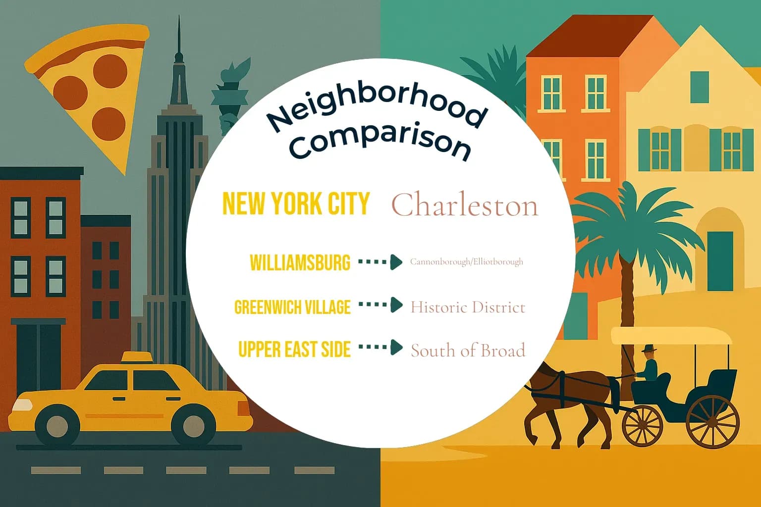 New York City vs Charleston Neighborhood Comparison