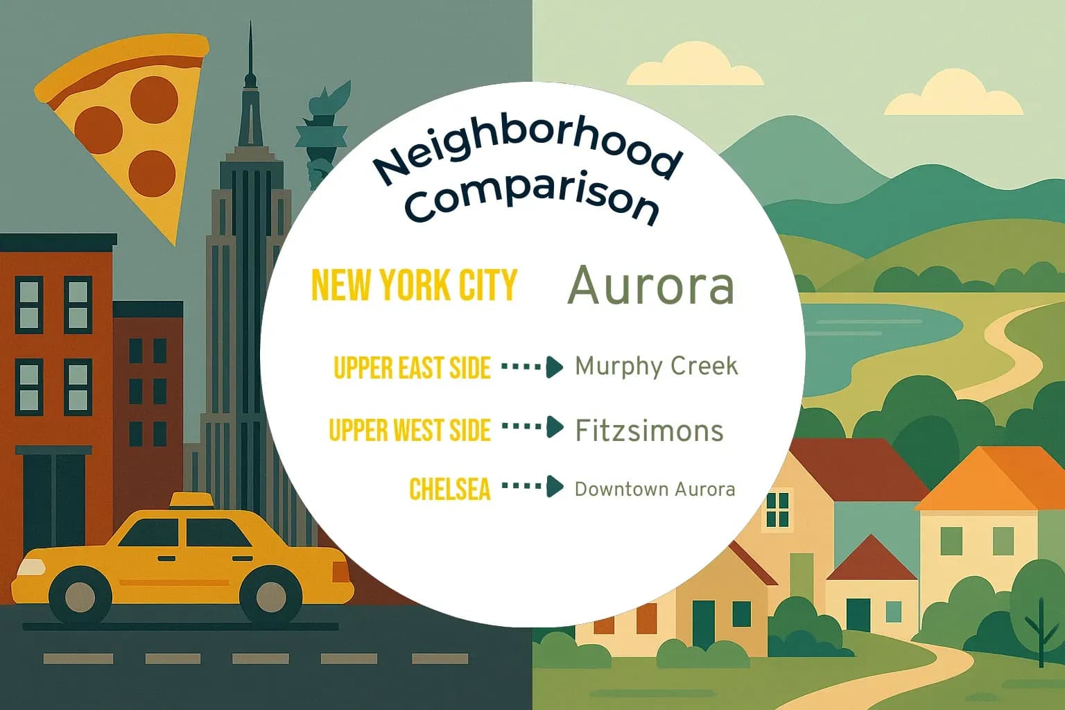 New York City vs Aurora Neighborhood Comparison